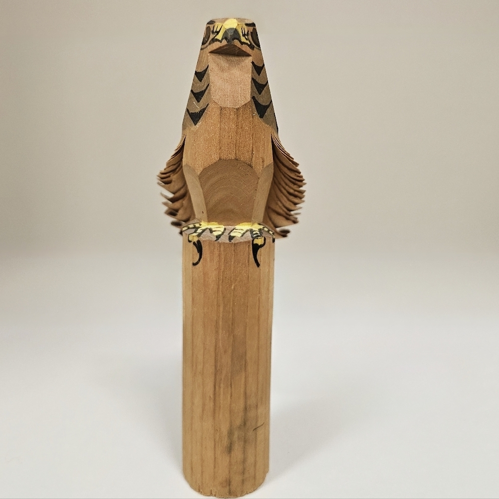 Vintage Japanese Kokeshi Ittobori Wooden Doll Eagle Bird Falcon